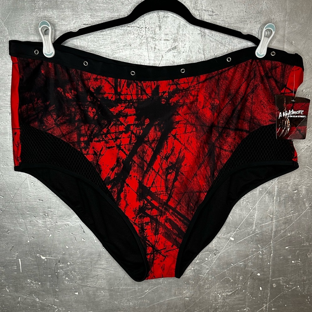 A Nightmare On Elm Street Grommet High-Waisted Swim Bottoms